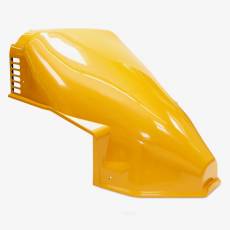 Yellow painted construction vehicle hood
